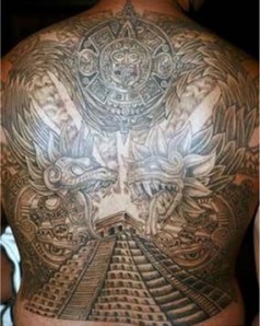 aztec temple tattoo quetzalcoatl calendar back1
