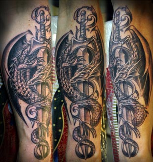 Dragon And Sword Tattoo